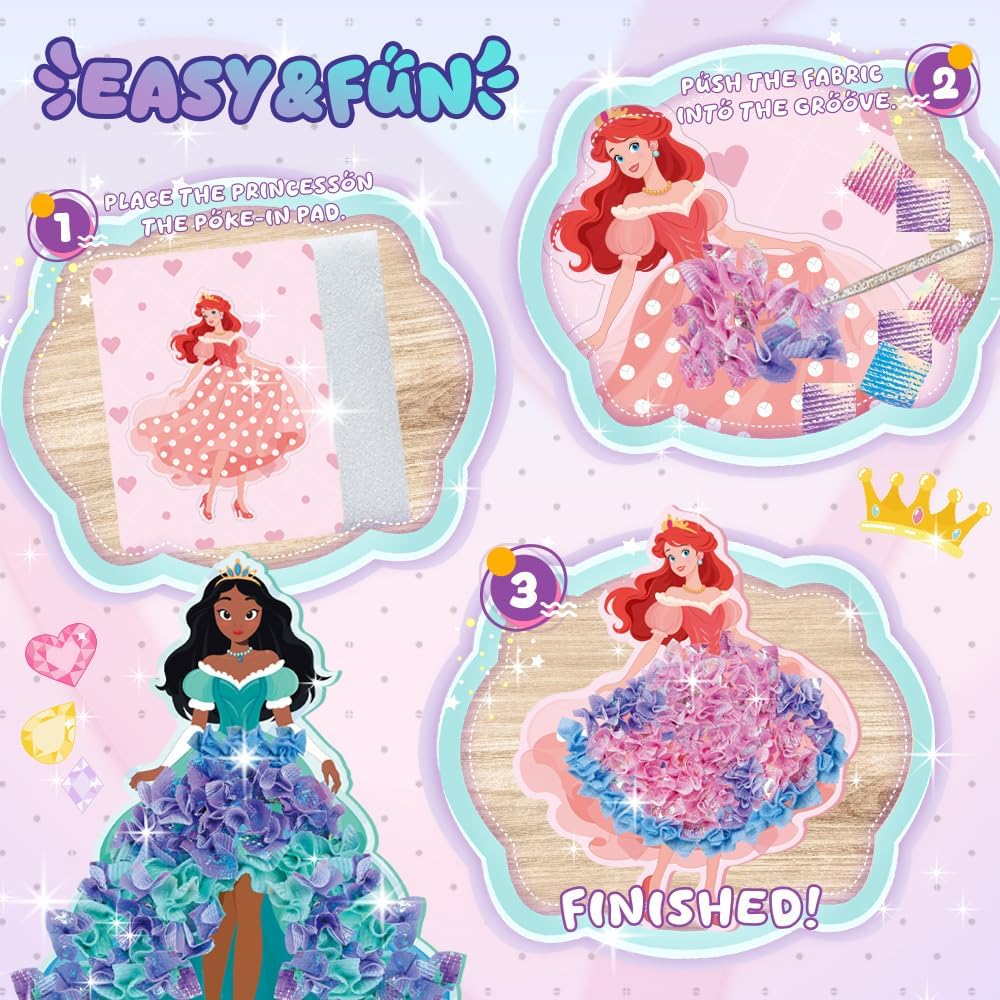 Afufu Poke-in Art Bastelset Kinder 3-12 Jahre, DIY Kindertagsgeschenke Mädchen mit 8 Prinzessinnen &