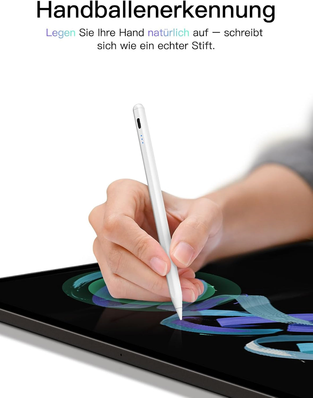 KEEPRO Stift für iPad 2018-2024, Schnellladefunktion, Palm-Ablehnung, Pencil für Apple iPad 10/9/8/7