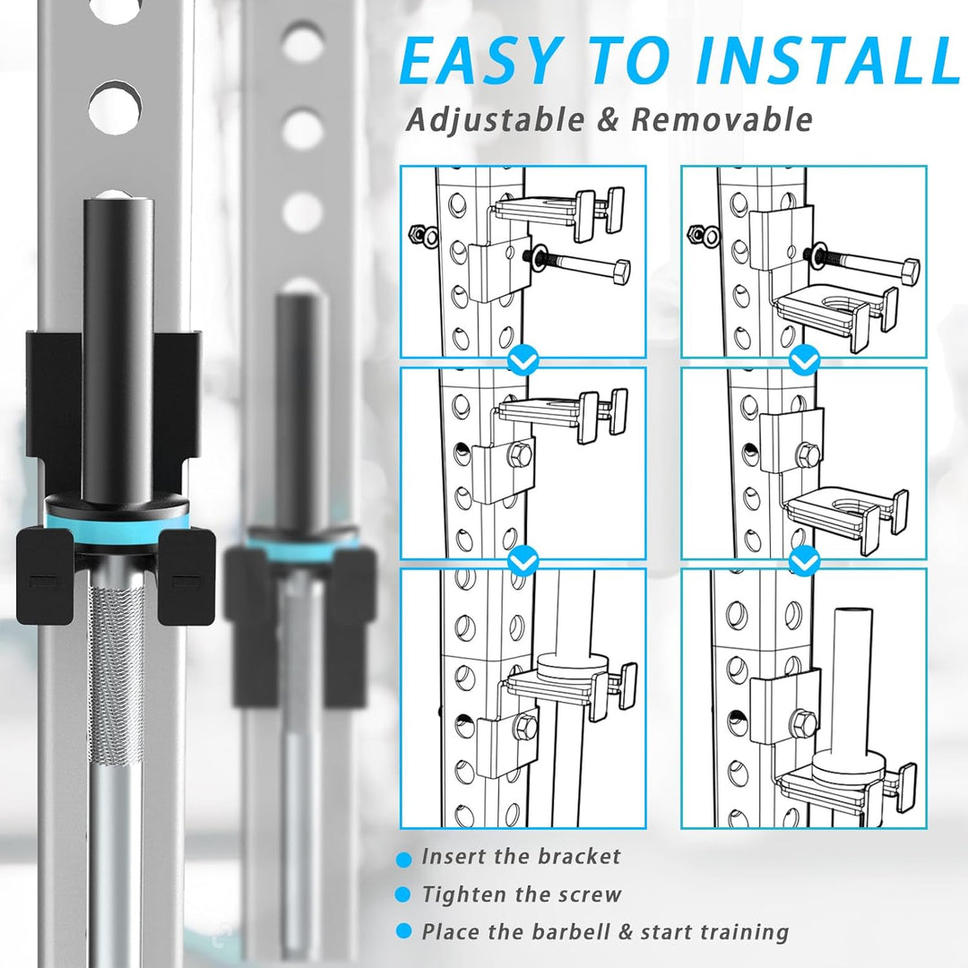 J Bryant Langhantelhalter für 3x3 &amp; 2x3 Power Racks - Ohne Bohren, Robuste Stahlstangenaufbewahrung