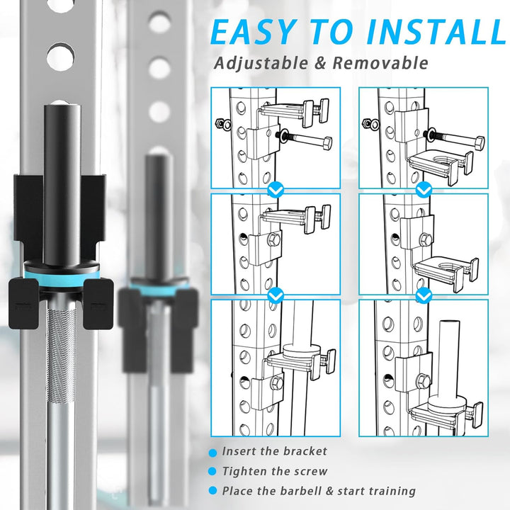 J Bryant Langhantelhalter für 3x3 &amp; 2x3 Power Racks - Ohne Bohren, Robuste Stahlstangenaufbewahrung