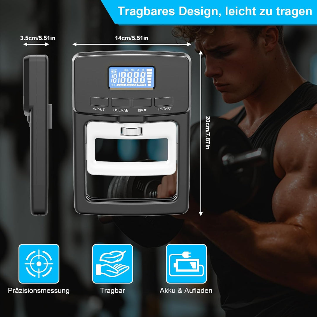 180kg Griffkraft Messgerät &amp; Handkraftmessgerät, Elektronischer Handdynamometer mit Automatischer Er