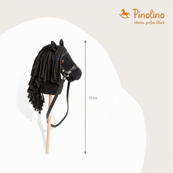 PINOLINO Steckenpferd Spirit schwarz, Plüsch Pferd auf Holzstab, Stockpferd für Kinder ab 3 Jahren,