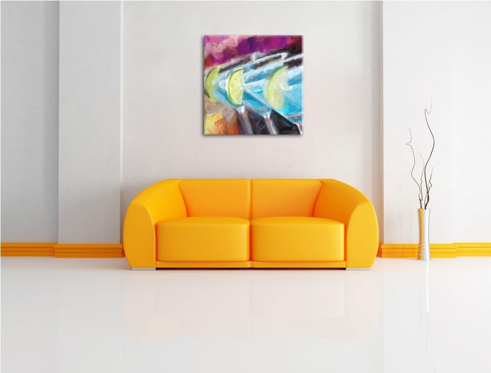 Pixxprint Blaue Cocktails als Leinwandbild Quadratisch/Grösse: 70x70 / Wandbild/Kunstdruck/fertig be