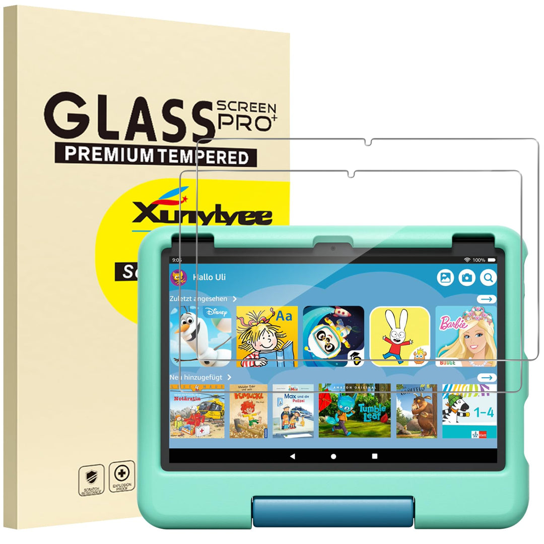 XunyLyee 2 Stück, Kompatibel mit Fire HD 10 Kids Pro 25,6 cm (10,1 Zoll) Schutzfolie, Panzer Schutz