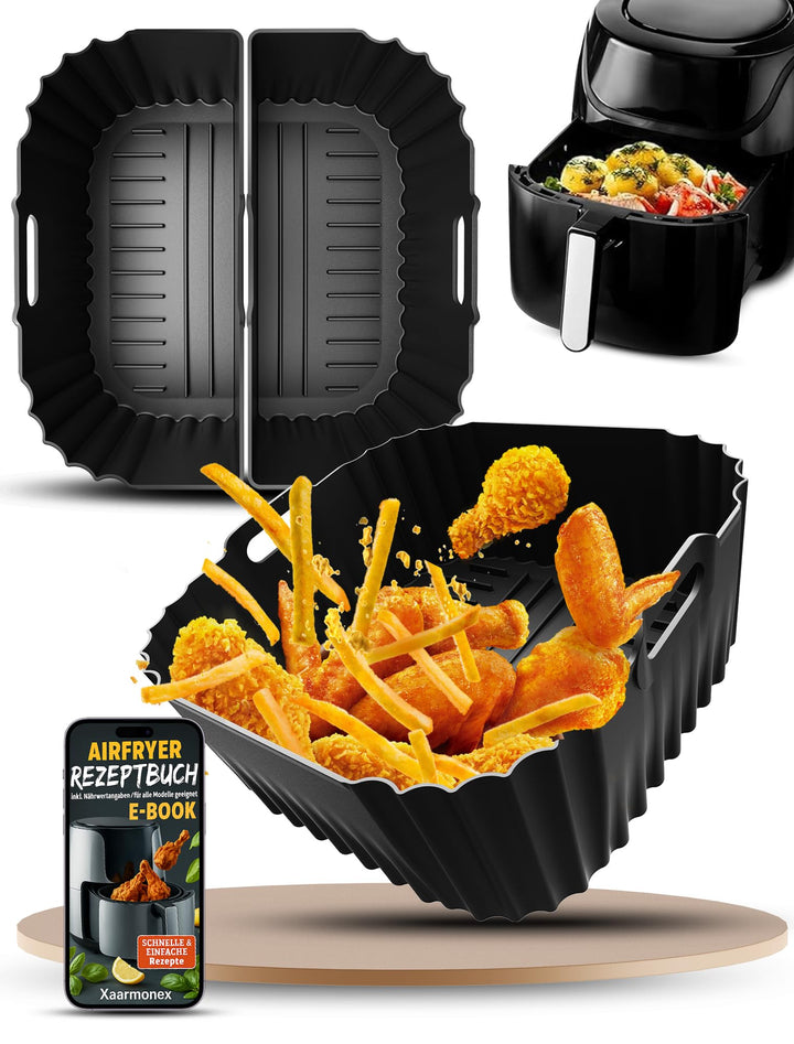 Silikonform Heissluftfritteuse für Russell Hobbs Air Fryer XXL 8L 27170-56, 3 Stück Airfryer Silikon