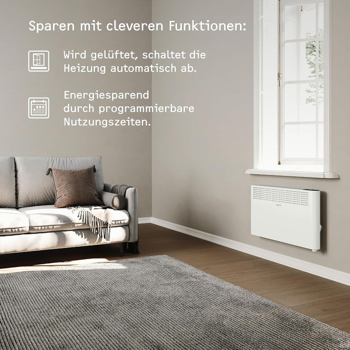STIEBEL ELTRON Wandkonvektor CNS 500 Plus LCD, 0,5 kW für ca. 6 m², TÜV geprüft, LC-Display, Wochent