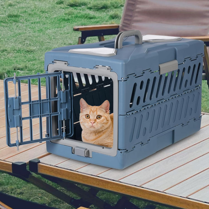Transportbox Katze Gross, Faltbar Katzentragetasche Transporttasche mit Rutschfestes Mesh-Pad, Trans