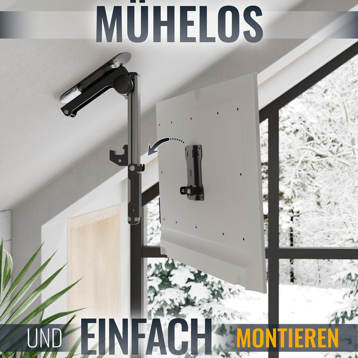 RICOO Monitor & TV Deckenhalterung für Fernseher 13-33 Zoll, Klappbar Schwenkbar Höhenverstellbar, U