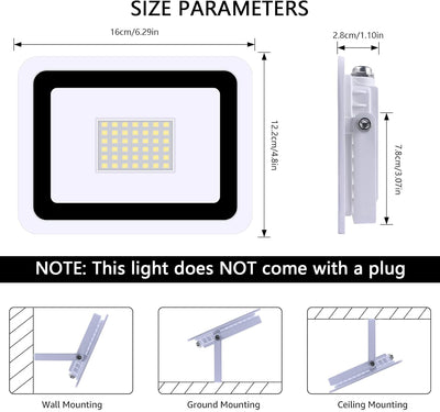 MIWATT LED Strahler Aussen 2 Stücke, 50W LED Fluter, Superhell 4000LM Aussenstrahler 6000K Kaltweiss