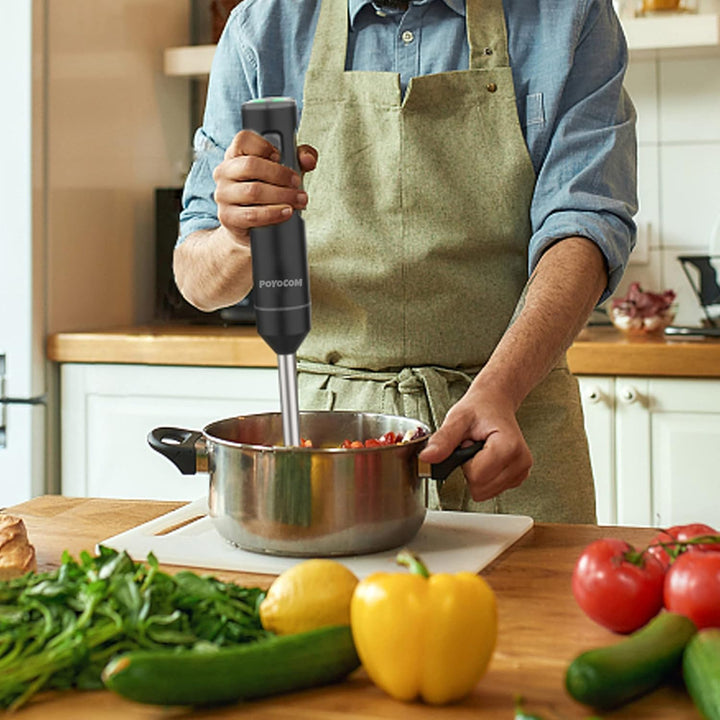 POYOCOM Akku-Stabmixer, kabelloser Stabmixer mit TYP-C-Kabel, Schneebesen für Smoothies, Milchshakes