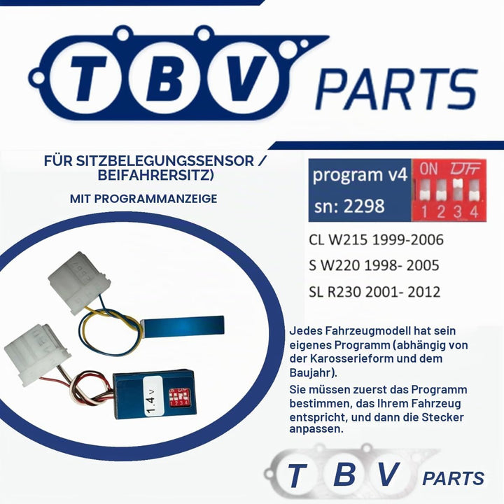 TBVPARTS Emulator Sensor Belegung Sitzmatte SRS Copilotsimulator Bypass-Emulator Air Bag Simulator f