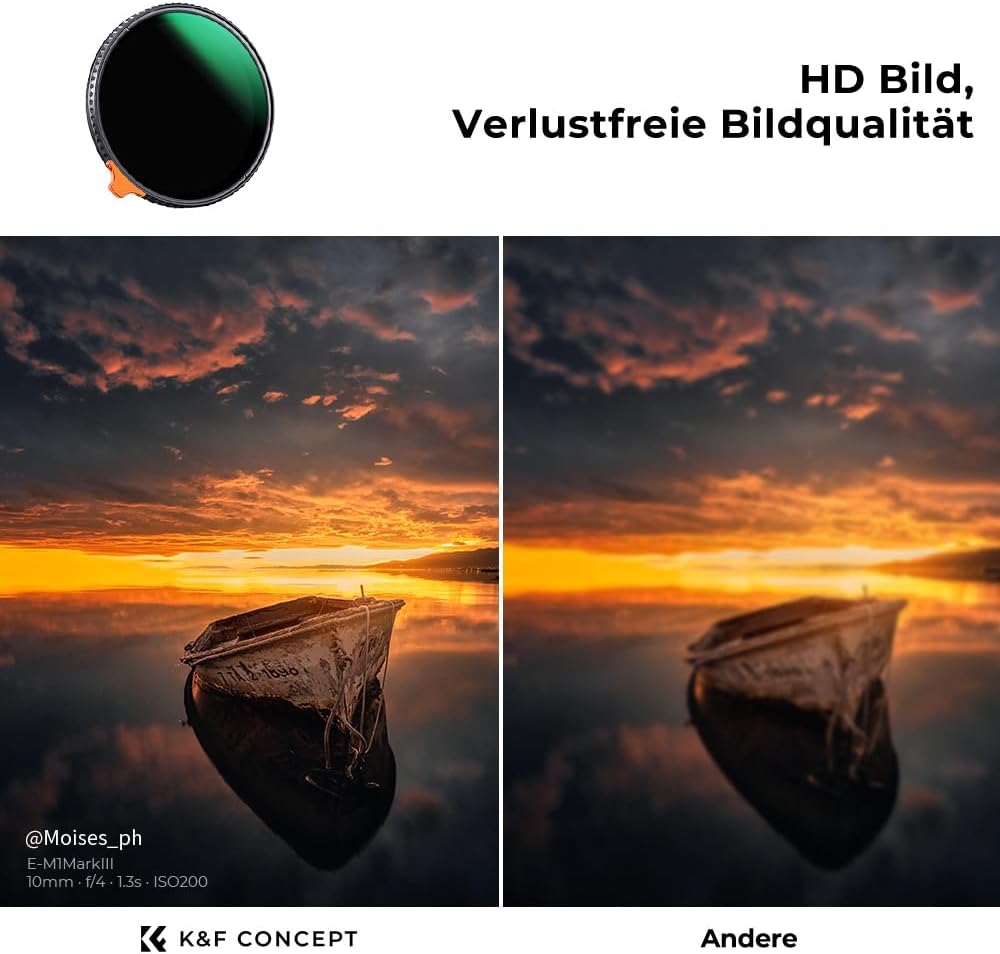 K&amp;F Concept Variabler ND Filter 72mm ND3-ND1000 Graufilter (1.5-10 Blendenstufen) （Nano Xcel） | Neut