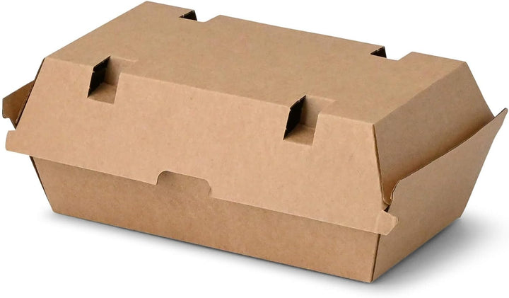 BIOZOYG Take Away Kraftkarton Box 200 Stück I robuste Fast Food Boxen mit hohem Klappdeckel I Snack