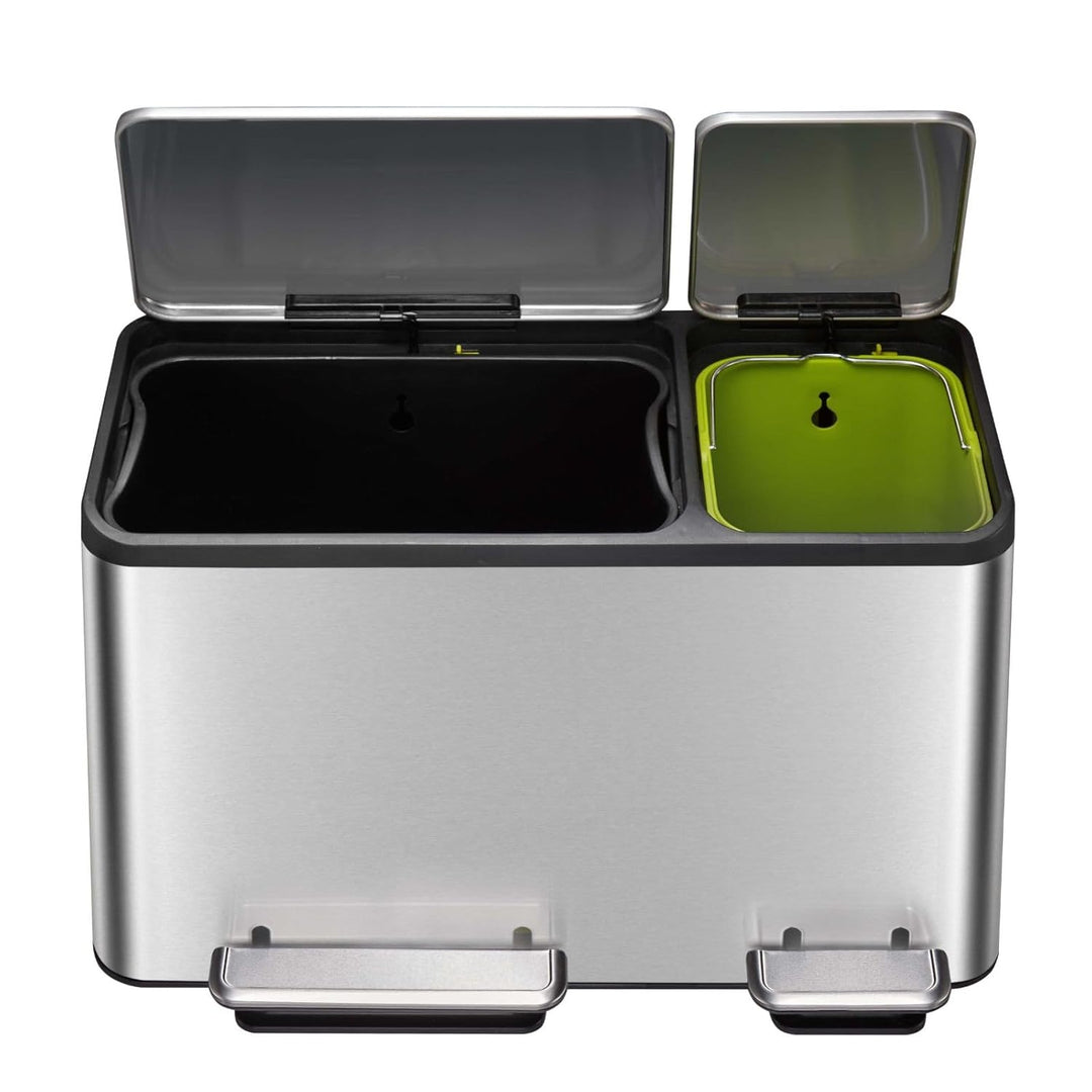 EKO Ecocasa Tretmülleimer Mülltrennsystem 30L + 15L (32,1 x 60,5 x 49,2 cm, Dämpfer-System, Fingerab