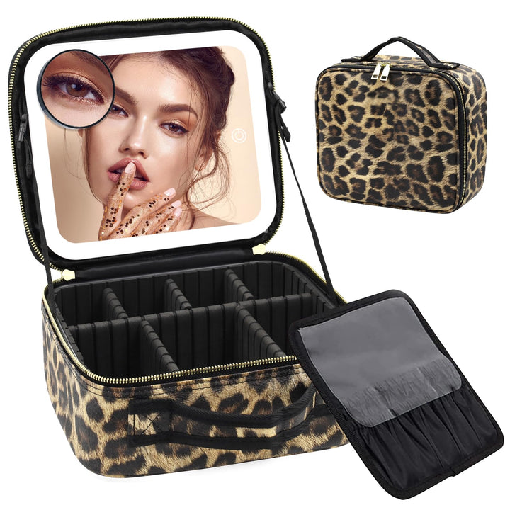 Reise-Makeup-Tasche Kosmetiktasche Make up Organizer Tasche mit grossen beleuchteten Spiegel 3 Farbe