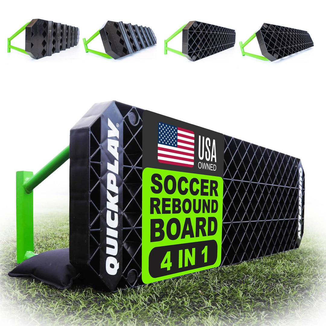 QUICKPLAY Replay Station Fussball-Rückprallbrett – Tragbarer Dual-Oberflächen-Fussball-Rebounder mit