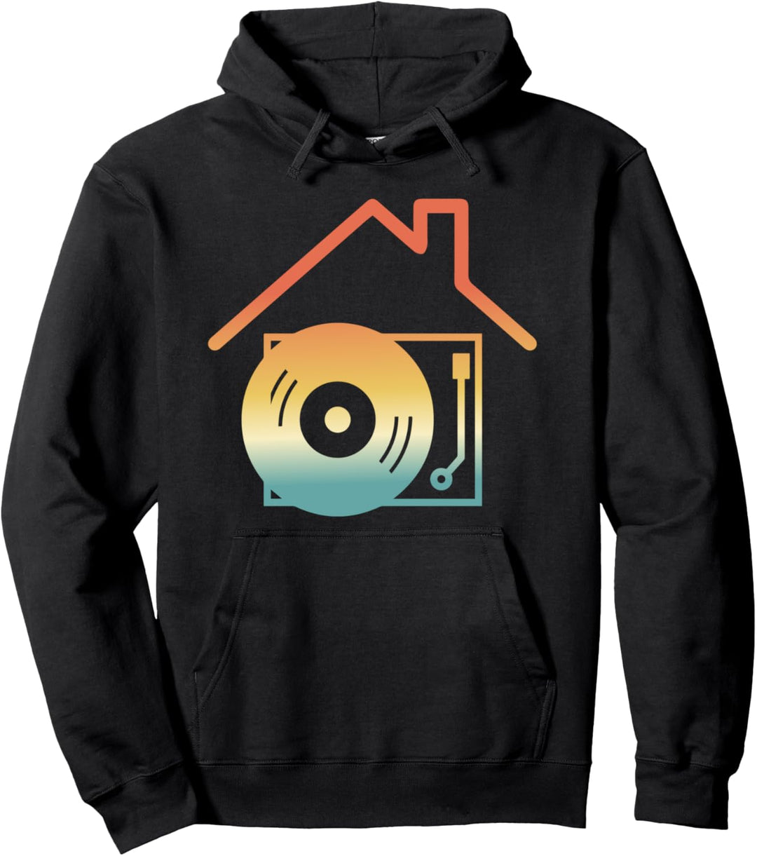 Retro Deejay I Love House Music - House Music DJ Turntable Pullover Hoodie
