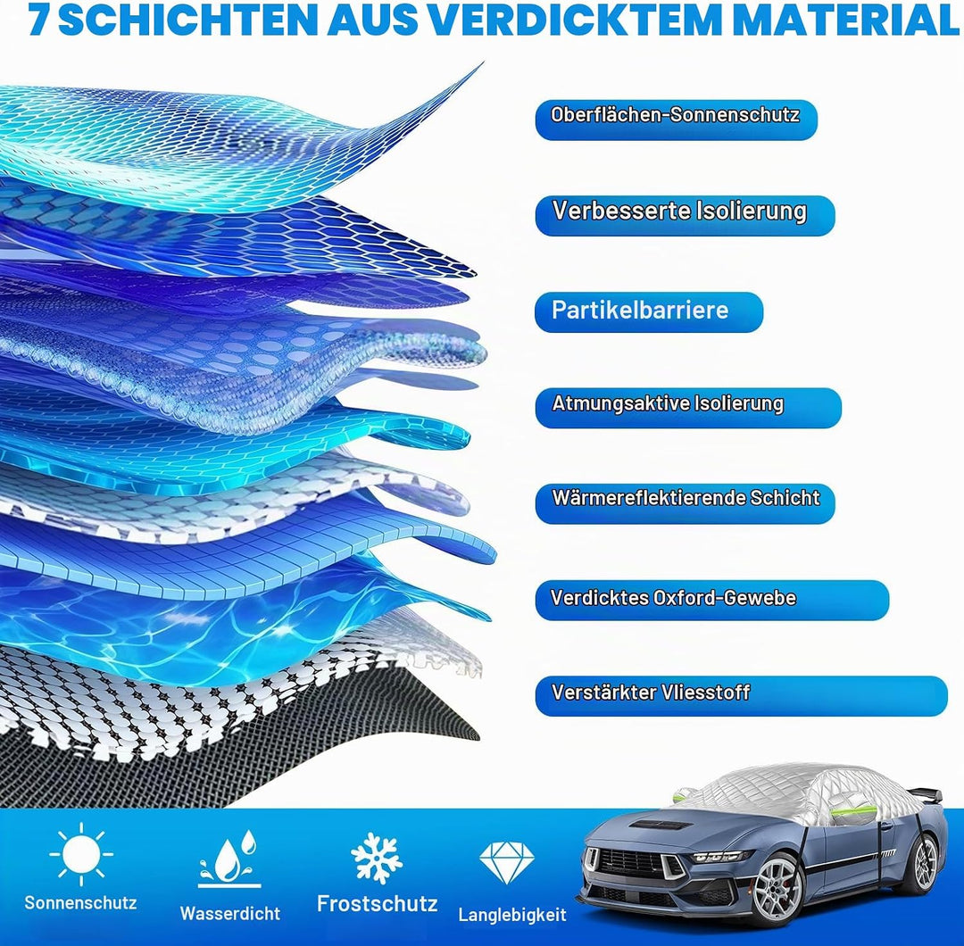 Halbgarage Auto Kompatibel mit 2005-2023 Ford Mustang S-197 S550 S650, 6-Lagige Halbabdeckung mit Ha