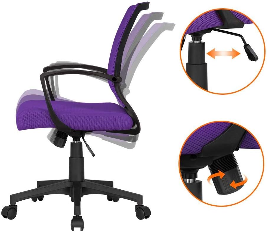 Yaheetech Bürostuhl Ergonomisch, Schreibtischstuhl mit Netzbespannung, Arbeitsstuhl mit Armlehnen, C