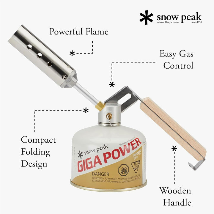 Snow Peak Faltbarer Camping-Kochbrenner, kompaktes Holzdesign, Isobutan-Kraftstoffkompatibilität, st