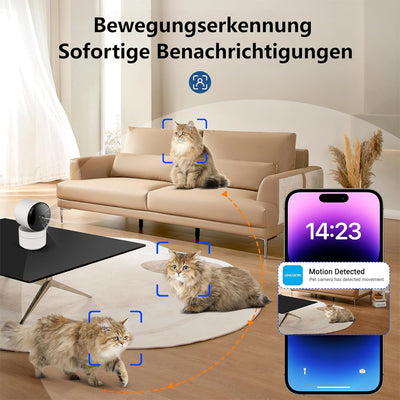 AMOROM WLAN Überwachungskamera Innen 360°, 1080p Kamera Überwachung mit Nachtsicht, 2 Wege Audio, Be