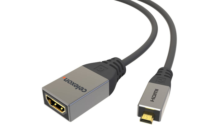 celexon Micro HDMI auf HDMI M/F Adapter mit Ethernet - 2.0a/b - 0,25cm - HDMI-D (Micro) auf HDMI-A -