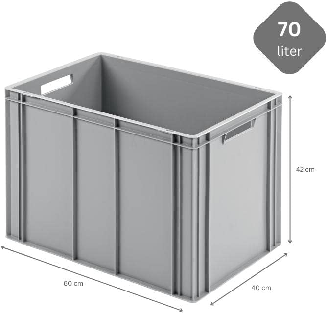SuperSparSet 2x Eurobehälter mit offenem Griff | HxBxT 42x40x60cm | 70 Liter | Grau | Eurobox, Trans