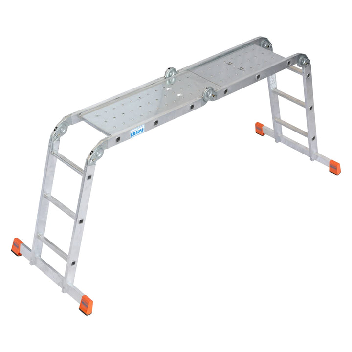 Krause Alu-Sprossengelenkleiter MultiMaticÃ‚ 4x3 Sprossen mit Plattform - Leichte Klappleiter mit Tr