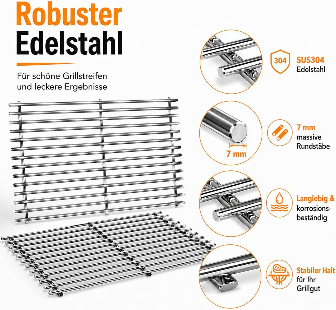 44.5 x 26cm 7637 Edelstahl Grillrost für Weber Spirit I & II E210, E220, S210, S220 (mit vorderen Br