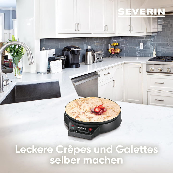 SEVERIN Crêpes Maker, Crepes-Eisen für süsse Crepes und herzhafte Galettes, Crepesmaker mit XXL Gril