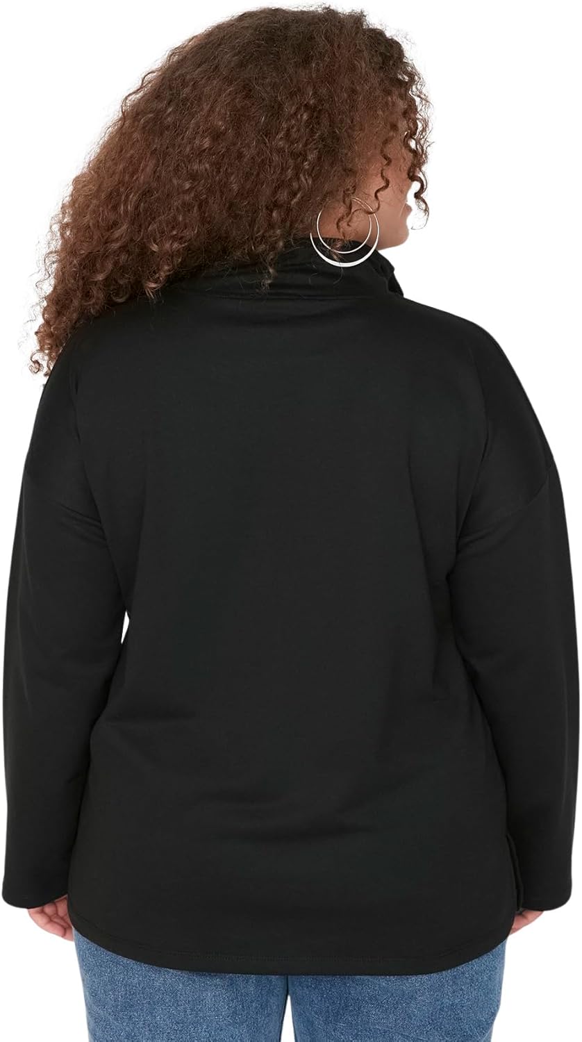 TRENDYOL Damen Sweatshirt XXL Schwarz, XXL Schwarz