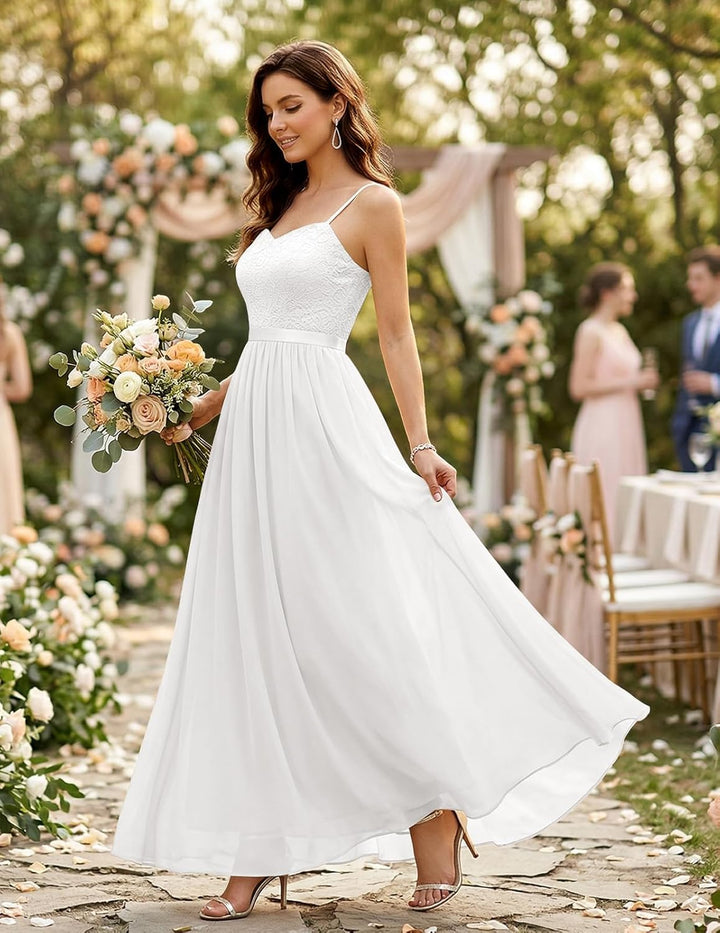 DRESSTELLS Abendkleider Elegant für Hochzeit Festlich Ballkleid Damen Lang Brautkleid Standesamt Bra