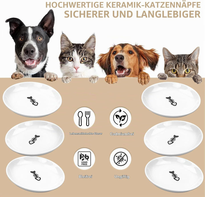 Galerie SV 6 Stück Futternapf Katze - Katzen Napfset - Katzennapf Keramik - Katzennapf ErhöHt - Napf