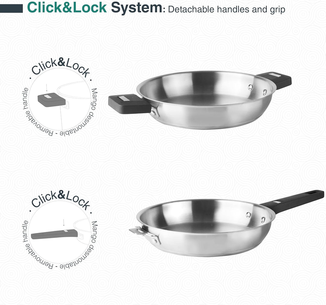 LACOR - 56720 - Kombi-Bratpfannenkörper, Edelstahl 18/10, Innenausführung, Sandwich-Wärmeverteilerbo