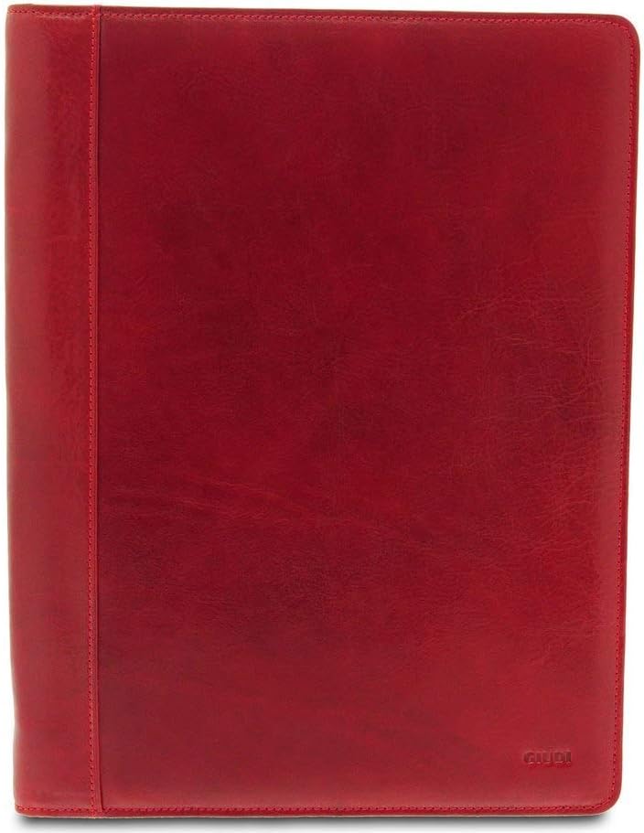 GIUDI ® - Leder-Unterarmtasche aus echtem Rindsleder, Made in Italy, Notizblock, Stiftehalter, rot (