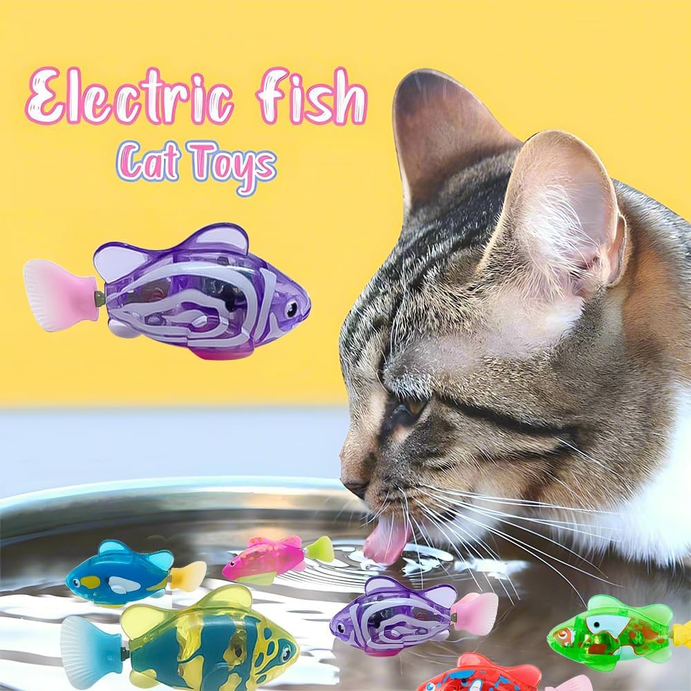 6PCS Elektronischer Haustier Fisch, Schwimmen Roboter Fisch Spielzeug für Katzen, Elektrisches Fisch
