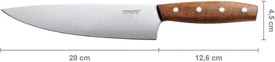 Fiskars Kochmesser, Gesamtlänge: 32 cm, Qualitätststahl/Holz, Braun, Norr, 1016478 Klingenlänge: 20