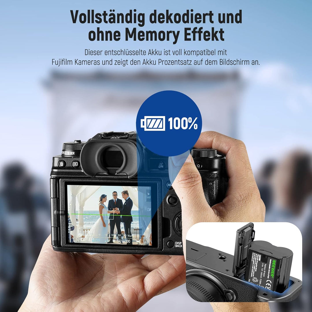 NEEWER NP-W235 Kamera Akkuladegerät Set, Doppel Steckplatz USB Ladegerät mit LCD, 2er Pack 2400mAh E