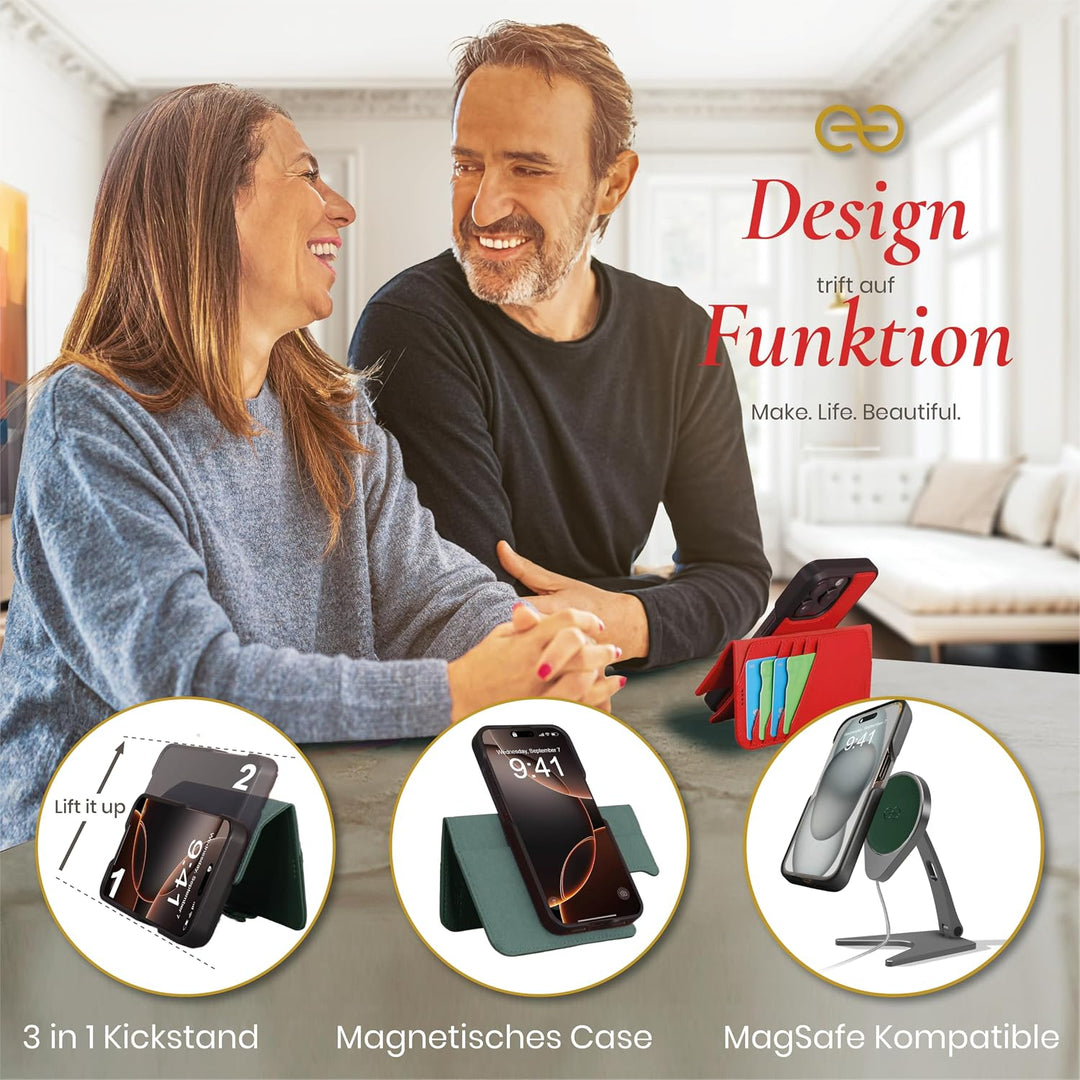 Dreem Fibonacci iPhone 15 Pro Max Brieftaschen-Etui / 2-in-1 stossfestes Etui und abnehmbares Folio