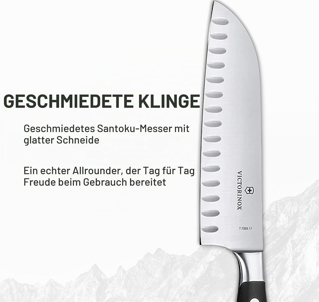 Santokumesser, geschmiedet, mit Kullenschliff,