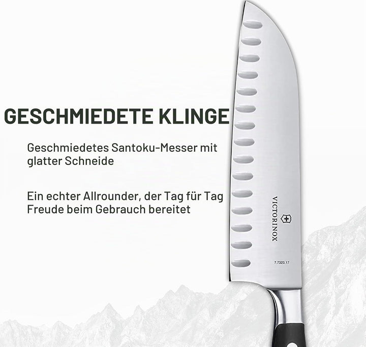 Santokumesser, geschmiedet, mit Kullenschliff,