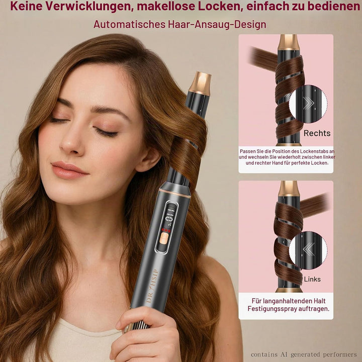 Multistyle 5-in-1 Warmluftbürste,Haartrockner mit abnehmbaren Köpfen &amp; ablesbarem Display (Stylingbü