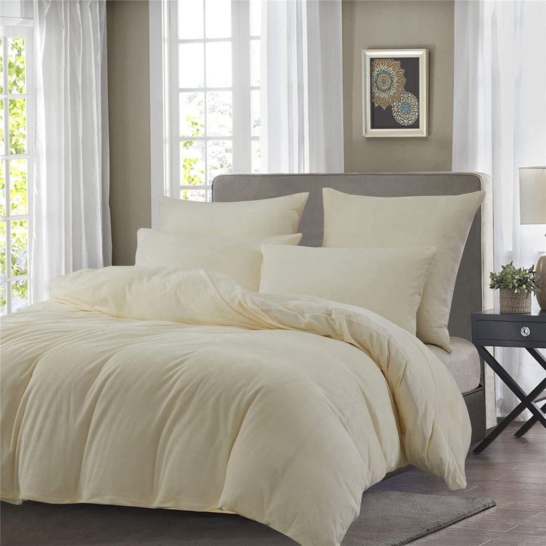 Boqingzhu Biber Bettwäsche 135x200cm Plüsch Beige Weiss Flanell Winter Warm Kuschelig Flauschig Bett