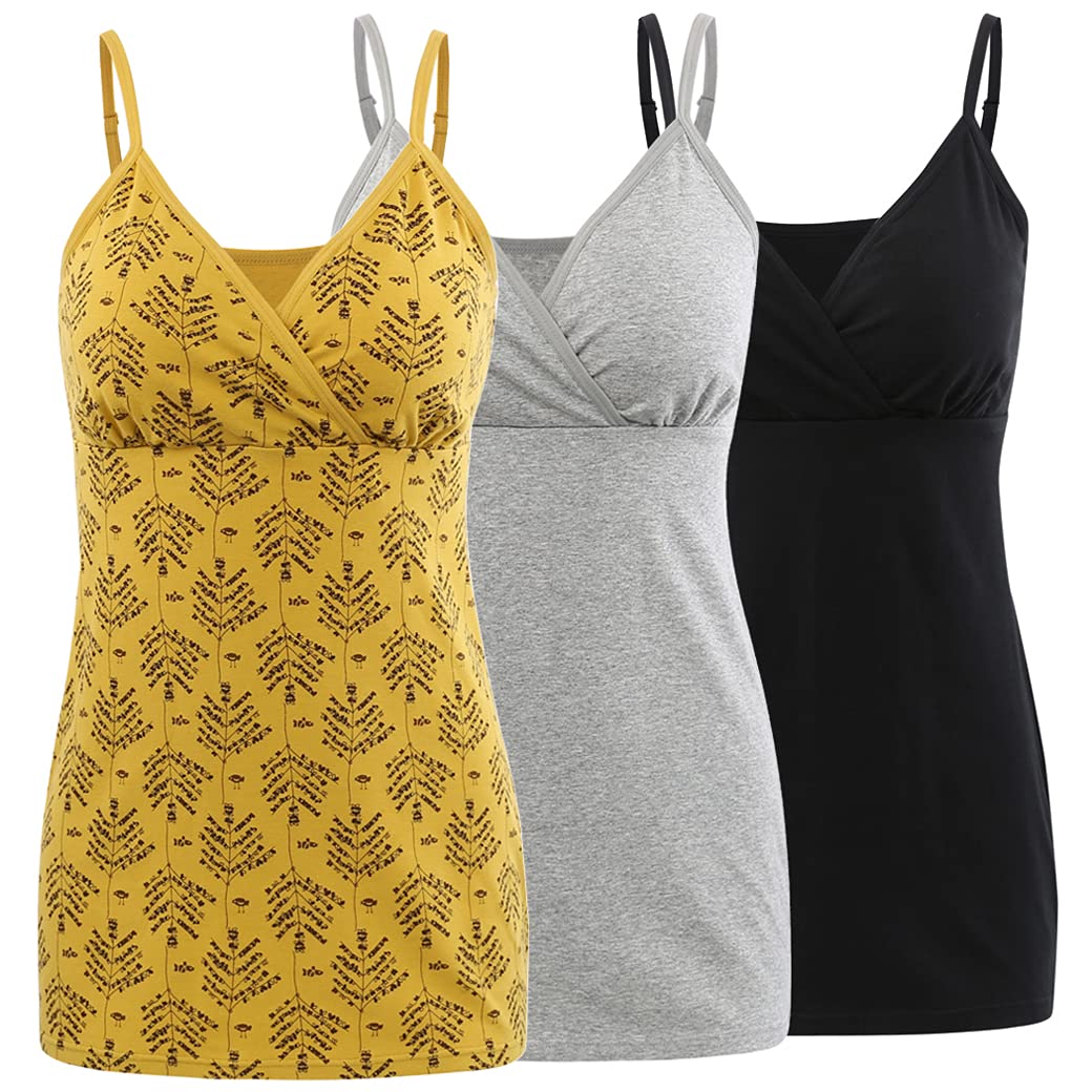 COLOMI Still-Tanktops für Mutterschaft Unterhemden für Schwangere BH zum Stillen Basic Camisole, S B