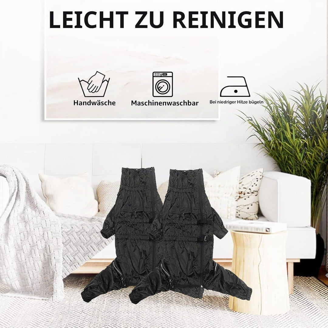MOREZI Hunderegenmantel, hoher Kragen wasserdicht, Regenmantel-Set mit Reflexstreifen und Reissversc