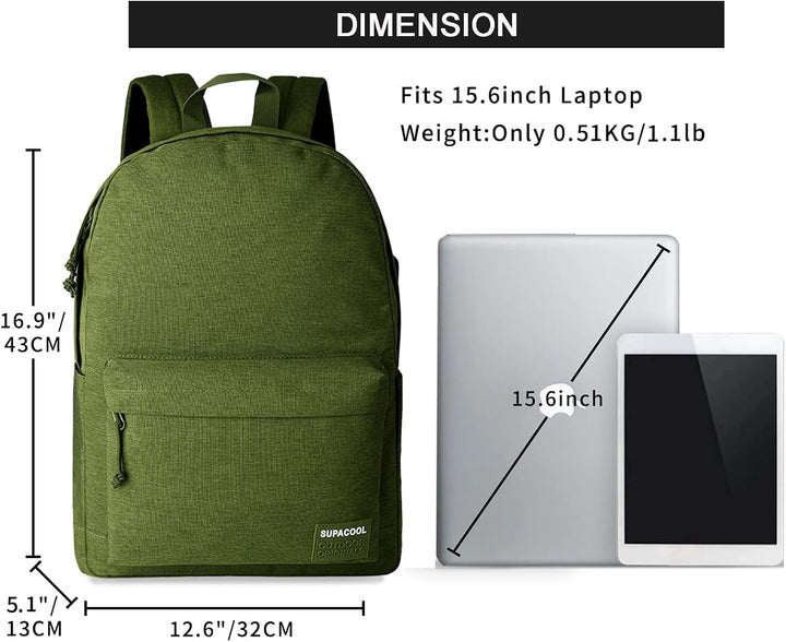 SUPACOOL Leichter Casual Laptop Rucksack mit Laptop Fach 15,6 Zoll für Männer und Frauen, Rucksack f