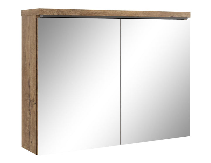 Spiegelschrank Paso 80cm Eiche Braun - Schrank Spiegelschrank Spiegel Badezimmer Badmöbel Set Hänges