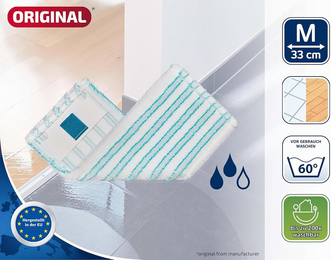 Leifheit Wischbezug CLEAN Twist M Ergo/Power CLEAN M Micro Duo 5er Set, Bodenwischer Ersatzbezug für