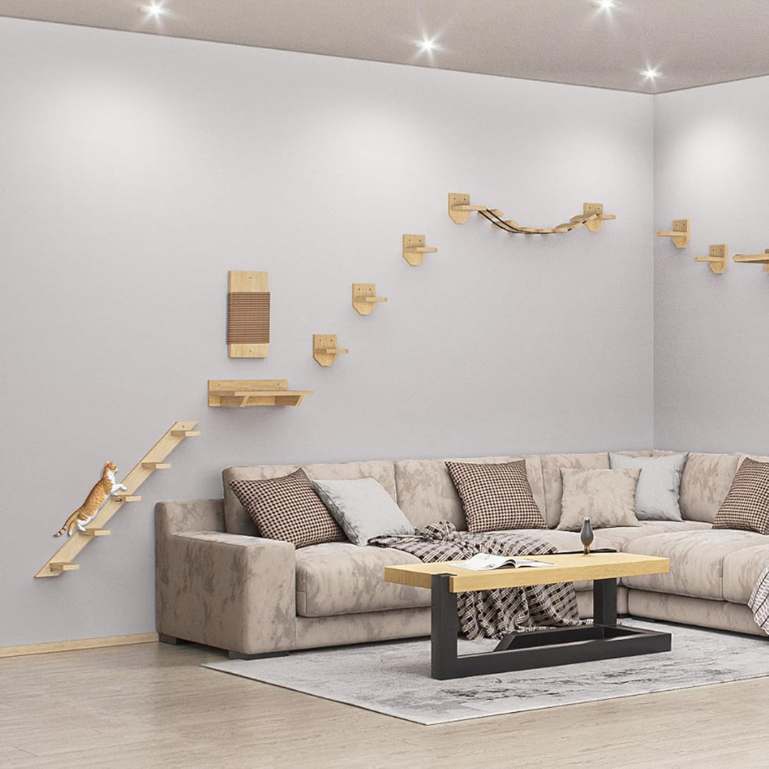 Katzenstufen Katzenleiter Katzentreppe Wandmontage Kletterwand Geflammt 5 Stufen
