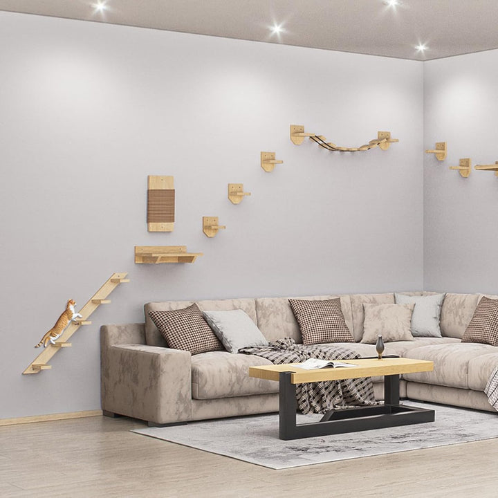 Katzenstufen Katzenleiter Katzentreppe Wandmontage Kletterwand Geflammt 5 Stufen